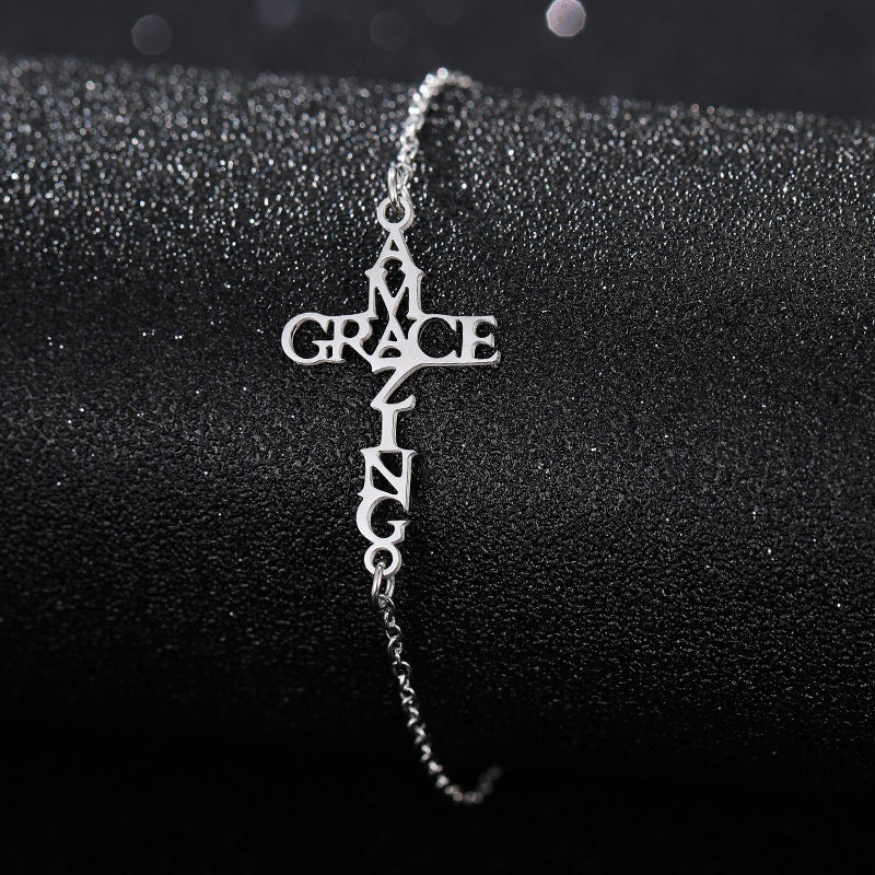 Wholesale Silver Stainless Steel Cross Bracelet